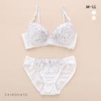 ピュアシェリ バタフライラメチュール ノンワイヤー ブラセット M L LL ブラジャー ショーツ セット ワイヤレス 大きいサイズ PURECHERIE