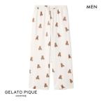 ジェラートピケ オム メンズ バレンタイン インレイハートベア柄ロングパンツ ジェラピケ パジャマ ルームウェア Valentine GELATO PIQUE HOMME