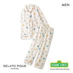 ショッピングジェラートピケ ジェラートピケ オム GELATO PIQUE メンズ SESAME STREET HOMME 総柄シャツ&ロングパンツセット ジェラピケ パジャマ ルームウェア