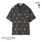 ジェラートピケ オム メンズ ダイナソー＆エッグ総柄シャツ ジェラピケ パジャマ ルームウェア gelato pique HOMME 爆買