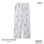 ジェラートピケ オム メンズ ピーナッツ 総柄ロングパンツ ジェラピケ パジャマ ルームウェア PEANUTS gelato pique HOMME
