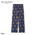 ジェラートピケ オム メンズ HOLIDAY ベア柄ネルロングパンツ ジェラピケ パジャマ ルームウェア gelato pique HOMME