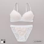 サンエイ リラックス＆ナチュラル 総レース ノンワイヤー ブラセット M L LL ブラジャー ショーツ セット ノンストレス SANEI