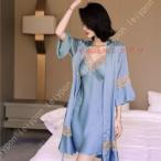 レディース ランジェリー 下着 シースルー下着 2点セット ナイトローブ ナイトガウン ルームウェア  パジャマ ベビードール