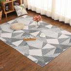 ラグ マット ラグマット 洗える 夏用 キルトラグ コットン 綿 北欧 190x220cm スウェット キルティングラグ グレー おしゃれ 西海岸 リビング用 居間用 柄