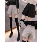 ショートパンツ レディース 秋 冬 ショーパン 黒 グレー 起毛 パンツ ハイウエスト 短パン