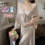ネグリジェ 春夏秋 長袖ネグリジェ 姫風ワンピース ロング丈 レースＶネックネグリジェ ナイトロープ ルームウェア レションパジャマ レディース 大人