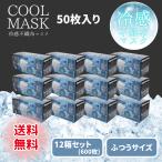 冷感マスク 不織布 50枚 クールマスク 接触冷感 プリーツ 12箱 夏用 ふつう 三層 冷たい 涼しい 爽快 冷却 涼しい ひんやり ヒロコーポレーション レビュー特典