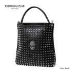 ハンドバッグ EVERSOULPLUS スカル スタッズ メタル ショルダー レザー 2WAY 鞄 カジュアル メンズ 男性用 送料無料