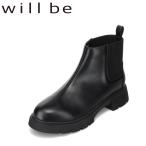 ウィルビー 厚底サイドゴアブーツ WB-189 レディース ブーツ ショート サイド ゴア ゴム 厚底 歩きやすい 伸縮性 シンプル ブラック 爆買 SALE