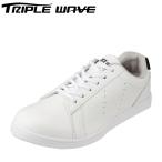 トリプルウェーブ TRIPLE WAVE TW2305 メンズ ローカットスニーカー 白 軽量 レースアップ ホワイト×ブラック