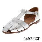PASCUCCI パスクッチ グルカサンダル ストラップ 8073 レディース コンフォート サンダル レザー 歩きやすい 靴 フラットヒール イタリア製 シルバー
