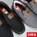 エドウィン スニーカー スリッポン メンズ EDW-7644 靴 軽量 軽い 幅広 ブラック ダークグレー 黒 シューズ EDWIN 25.0cm〜27.0cm