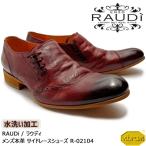 【SALE! 20%OFF!】RAUDi ラウディ メンズ MENS 本革 カジュアルシューズ 革靴 水洗い加工 vibram ビブラム サイドレース サイドジップ レザー ワイン R-02104