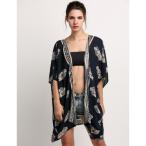 水着の上に着る リゾート ビーチウェア ストール ネイビー ワンピース トップス リゾート 体形カバー レディース セクシー 大きいサイズ ビーチウェア