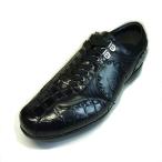 ルテシア マドラス 靴　メンズ LUTECIA LU2029 ブラック 本革 クロコ型押し メンズ レザースニーカー