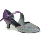 PRETTY JB505 современный * латиноамериканский двоякое применение модель 5.5cm каблук ограничение оригинал цвет [ лиловый / серебряный sek L ]