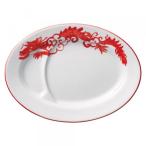 イングレーズ赤龍 9吋ギョーザ皿 約22.5cm 中華食器 仕切皿 ギョウザ皿 中皿 レッド系 日本製 美濃焼 業務用 うつわ探訪