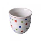 手描湯呑 三色水玉 約8