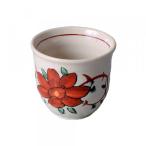 手描湯呑 赤花 約8.5cm �