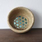 篠竹のステンドグラスかご 那須の篠竹細工 直径16×7.5cm 篠竹細工 鈴竹 すず竹 かご ざる