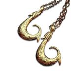  рыба крюк пара колье гавайская бижутерия цепь имеется K24 оригинальный золотой покрытие Surgical Stainless316L ksf012