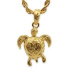 ハワイアンジュエリー ネックレス ホヌ ペンダント K24 純金 仕上げ 選べる チェーン 種類 Surgical Stainless316L E-BOS ksfn006