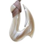 ハワイアンジュエリー フィッシュフック ネックレス XL シェルカービング ボーンカービング 夜光貝 釣り針 アーティスト作品 shell001