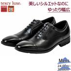 3E相当 幅広 ワイド テクシーリュクス メンズ 牛革 革靴 シューズ 軽量 紳士靴 アシックス商事 冠婚葬祭 フォーマル 黒 ビジネス TU7010