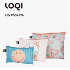 Yahoo! Yahoo!ショッピング(ヤフー ショッピング)LOQI ローキー Zip Pockets ３サイズ1セット SMILEY Recycled Zip ポーチ コンパクト 軽量 収納 エコバッグ おしゃれ