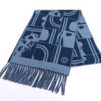 HERMES / エルメス  セリエ カシミア マフラー ネイビー 総柄 カシミヤ ブランド 中古