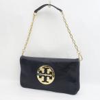 TORY BURCH / トリーバーチ  チェーン ワンショルダーバッグ クラッチバッグ 型押しレザー 黒 ブランド 中古