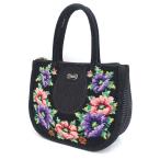 FEILER / フェイラー  ハンドバッグ シュニール織り ブラック 花がら  ブランド 中古