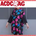 ACDC RAG エーシーディーシーラグ アシメチェリー ヒュージTシャツ 半袖 薄手 パンク ロック バンギャ さくらんぼ レディース メンズ ビッグシルエット