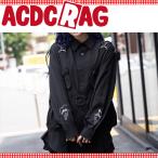 ACDC RAG エーシーディーシーラグ パラシュートシャツ 原宿系 パンク ロック ゴシック ガーリー 病みかわいい ブラック