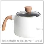 IKEA/イケア MANGOFISK/マンゴフィスク 片手鍋 ふた付き・こびりつき防止加工2.3 L ホワイト(205.871.70/20587170)