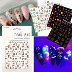 ネイルシール クリスマス 貼るタイプ イベント パーティー ネイルステッカー ネオンカラー 光るネイル
