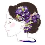 髪飾り ２点セット wk-227 紫 パープル 花 かんざし ちりめん つまみ細工 コーム型 振袖 成人式 卒業式 結婚式 七五三 袴 和装通販