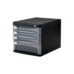 (業務用セット)ナカバヤシ セキュリティ デスクトップケース 書類ケース4段 A4-SK4D ブラック〔×2セット〕