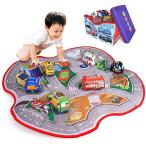 ADULi 赤ちゃんおもちゃ ベビーおもちゃ 布のおもちゃ 知育玩具 車おもちゃプレイマット（含む6おもちゃの布車） 創造できるカーシティ 2IN1布