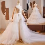 ウエディング パニエ ロング チュールスカート ボリュームアップ トレーン 花嫁ドレス インナー フリル ホワイト