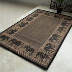 サヤンサヤン アジアン リゾート 象柄 玄関マット 室内 ブーム 70×120 ブラウン 平織り