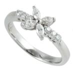 花 フラワー リング 指輪 プラチナ Pt900 メレダイヤモンド 0.30ct/0.12ct 11号 本物保証 超美品 ノーブランド No brand