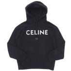 セリーヌ CELINE ロゴ by Hedi slimane フーディー パーカー トップス コットン ブラック 黒 S メンズ 本物保証 超美品