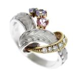 Yahoo! Yahoo!ショッピング(ヤフー ショッピング)リング プラチナ Pt900 K18YG サファイア 0.23〜0.10ct ダイヤモンド 0.10ct 12.5号 鑑付 本物保証 超美品 ノーブランド No brand