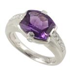 リング 指輪 プラチナ Pt900 アメジスト アメシスト 3.18ct メレダイヤモンド 0.20ct 13号 ノーブランド No brand 本物保証 新品同様