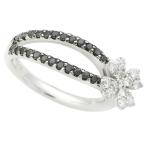  булавка кольцо для ключей кольцо K18WGmere diamond 0.16ctmere чёрный бриллиант 0.18ct 5 номер цветок цветок No-brand No brand подлинный товар гарантия как новый 