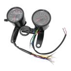 汎用 ステー付 60mm 電気式 タコメーター + 機械式 スピードメーター 160km/h MONKEY モンキー GORILLA ゴリラ カブ等 黒 ブラックベース