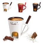 ショッピングチョコレート チョコレートフォンデュマグカップ フォンデュマグ コーヒーカップ  ホーク付き 記念日 ホーム メルティングマグ バターウォーマー タパス 130ml 家族 子供 クッ