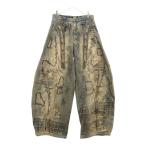 Personsoul パーソンソール PATCHE EMBROIDERY JEANS 刺繍デザイン ワイドデニムパンツ インディゴ